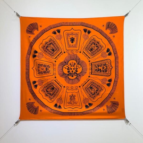 SHMS2507 18mm double face 90x90cm twill di seta Hermès "Avamposto e cavaliere" (FF56)