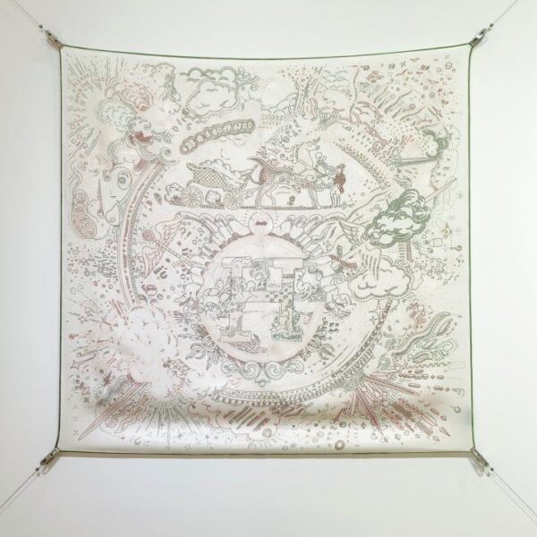 SHMS2511 18mm double face 90x90cm twill di seta Hermès "Connecting" (3A58)