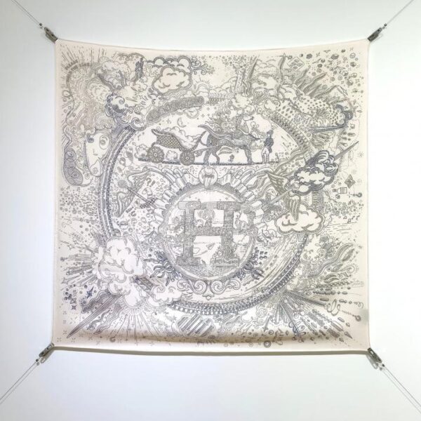 SHMS2511 18mm double face 90x90cm twill di seta Hermès "Connecting" (7675)