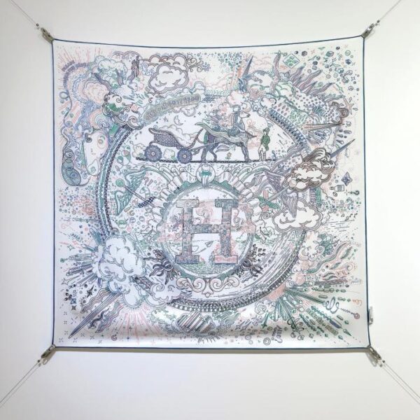 SHMS2511 18mm double face 90x90cm twill di seta Hermès "Connecting" (AF81)