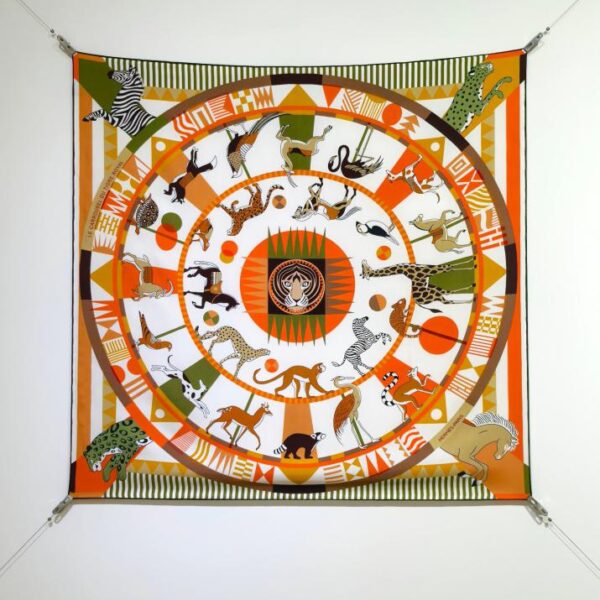 SHMS2512 18mm double face 90x90cm twill di seta Hermès "La tigre della giostra del re" (01A7)
