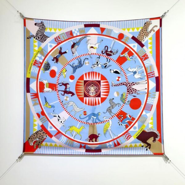 SHMS2512 18mm double-face 90x90cm twill di seta Hermès "La tigre della giostra del re" (70C9)