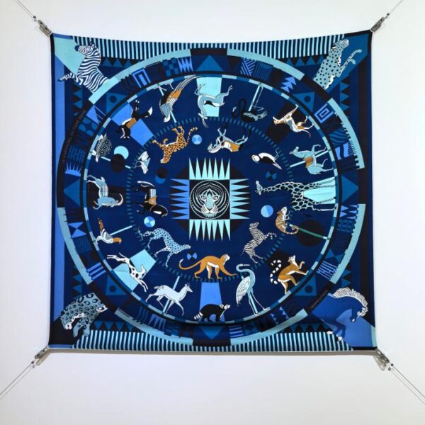 SHMS2512 18mm double face 90x90cm twill di seta Hermès "La tigre della giostra del re" (D4DC)