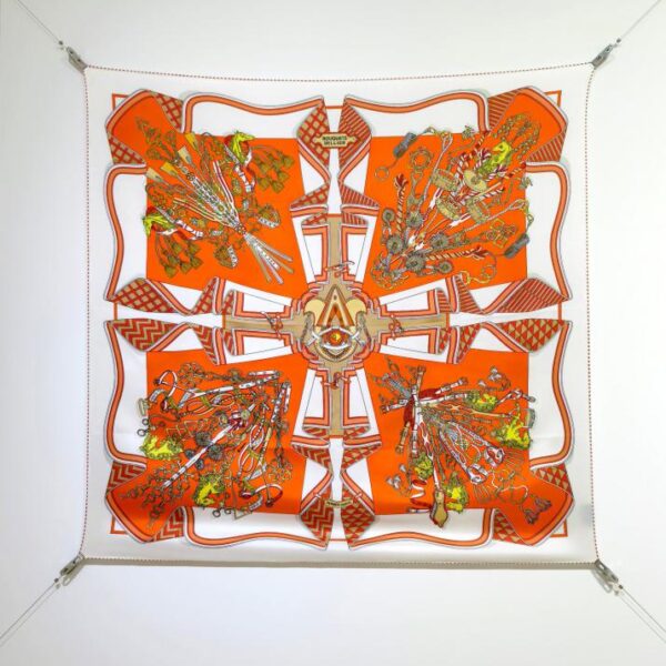SHMS2515 18mm double-face 90x90cm twill di seta Hermès "Saddle Bouquet" (8C01)
