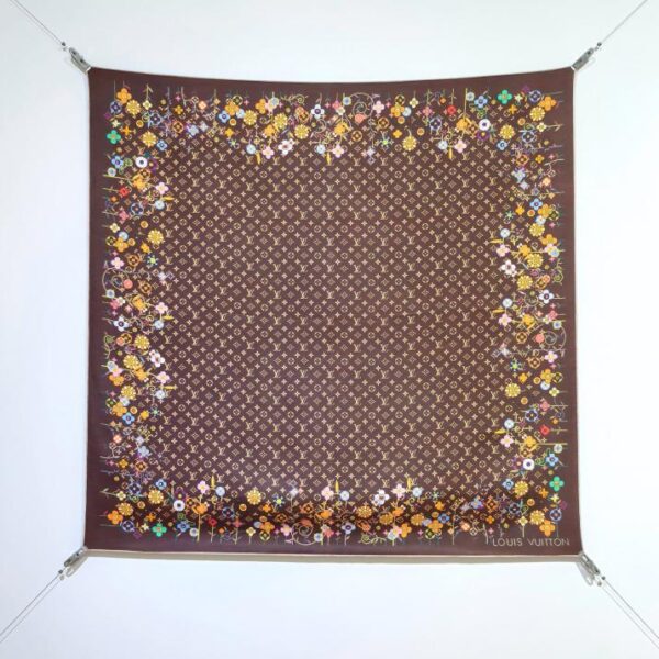 SLV2503 18 mm fronte-retro 90x90 cm seta twill LV "LV x TM Monogram Superflat Flowers" (7C5A)