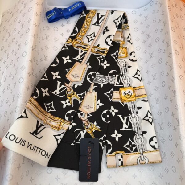 replica,repliche,fake,1:1,earrings,bracelet,ring,jewelry Sciarpa classica in seta bianca e nera di LV Louis Vuitton