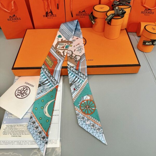 replica,repliche,fake,1:1,earrings,bracelet,ring,jewelry Sciarpa Hermes “Treasure” Twilly (100% seta di gelso)