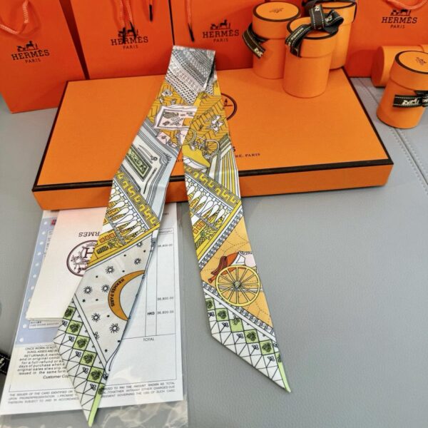 replica,repliche,fake,1:1,earrings,bracelet,ring,jewelry Sciarpa Hermes “Treasure” Twilly (100% seta di gelso)