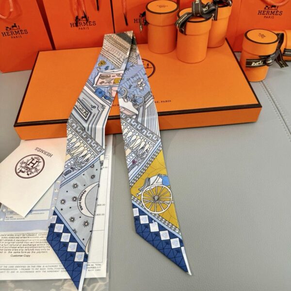 replica,repliche,fake,1:1,earrings,bracelet,ring,jewelry Sciarpa Hermes “Treasure” Twilly (100% seta di gelso)