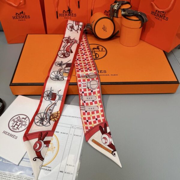 Sciarpa Hermes "New Car" Twilly (100% seta di gelso)