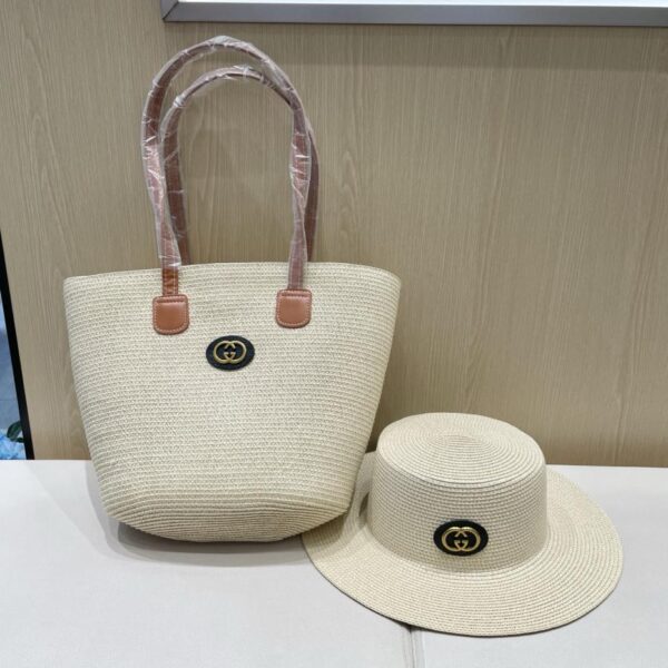 Gucci nuova borsa tote retrò in due pezzi da donna Xia Sen borsa in paglia