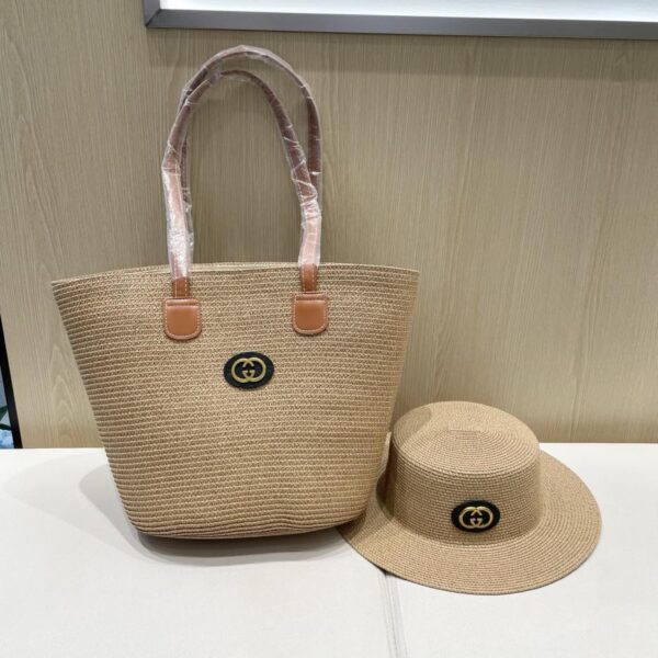 Gucci nuova borsa tote retrò in due pezzi da donna Xia Sen borsa in paglia