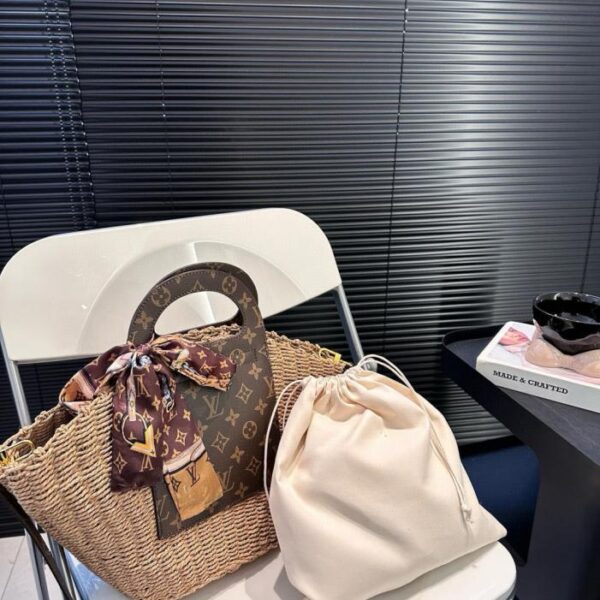 Borsa tote Lv intrecciata in rafia intrecciata