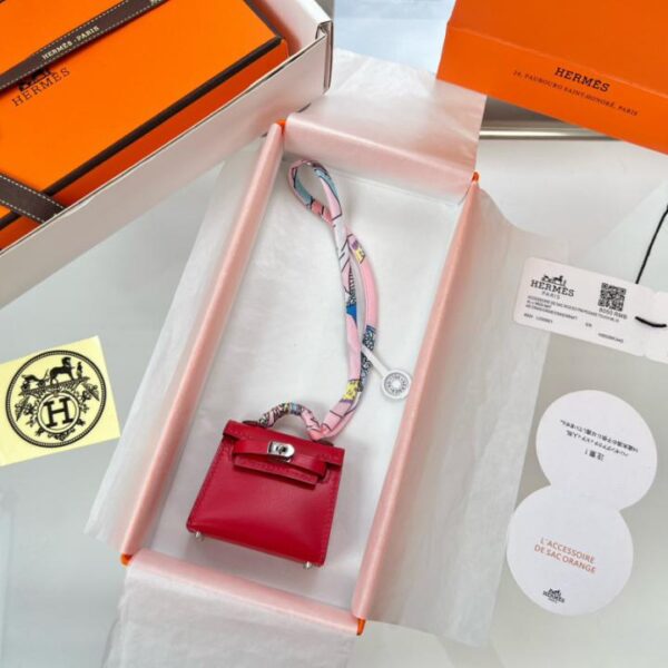 replica,repliche,fake,1:1,earrings,bracelet,ring,jewelry Borsa HERMES mini Kelly (rosso cinabro) ciondolo kelly twilly