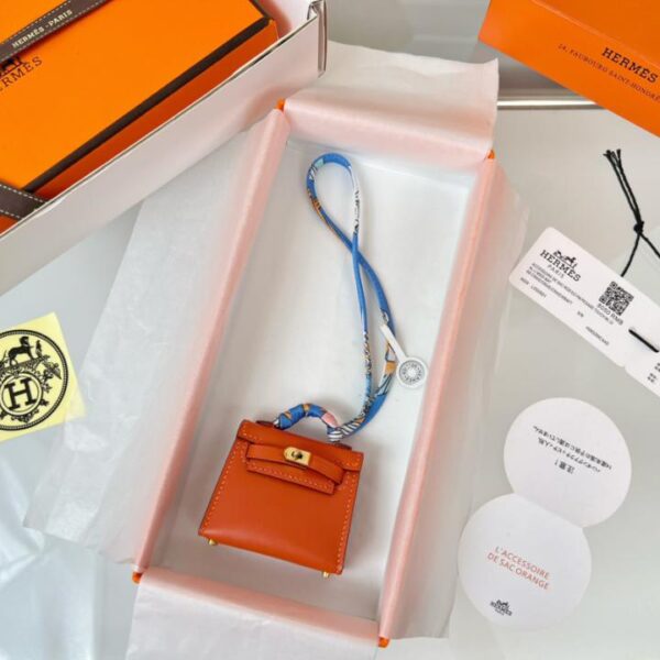replica,repliche,fake,1:1,earrings,bracelet,ring,jewelry Borsa HERMES mini Kelly (arancione cachi) ciondolo kelly twilly
