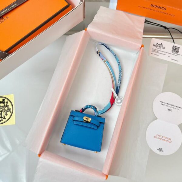 replica,repliche,fake,1:1,earrings,bracelet,ring,jewelry Borsa HERMES mini Kelly (blu fata dell’acqua) ciondolo kelly twilly