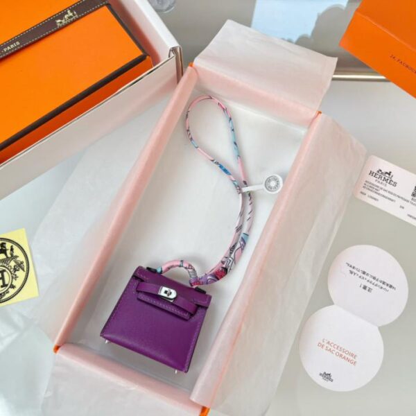 replica,repliche,fake,1:1,earrings,bracelet,ring,jewelry Borsa HERMES mini Kelly (anemone di mare viola) ciondolo kelly twilly