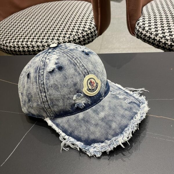 replica,repliche,fake,1:1,earrings,bracelet,ring,jewelry MONCLER nuovo berretto da baseball in denim strappato