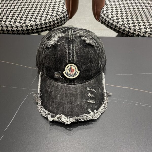 replica,repliche,fake,1:1,earrings,bracelet,ring,jewelry MONCLER nuovo berretto da baseball in denim strappato