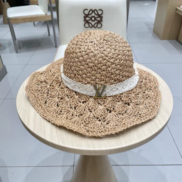 Cappello di paglia stile vacanza lavorato a maglia con berretto da baseball LouisVuitton