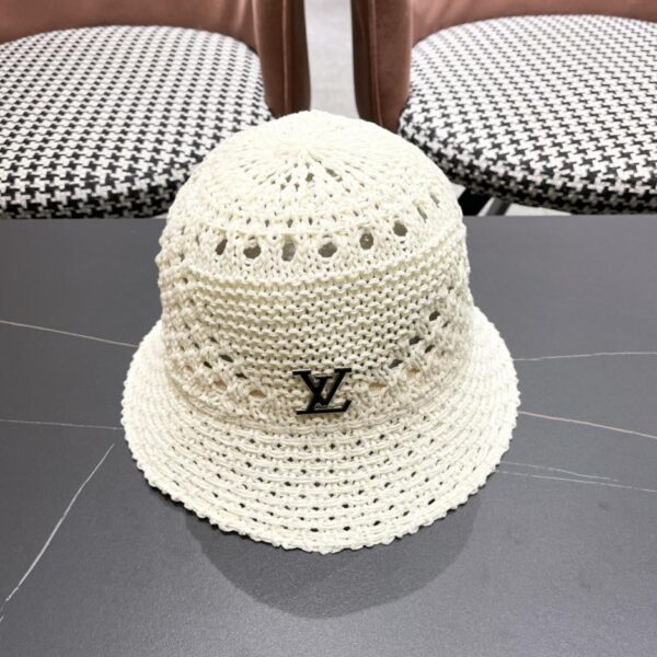 replica,repliche,fake,1:1,earrings,bracelet,ring,jewelry Il nuovo cappello da pescatore parasole in stile coreano di Louis Vuitton, cappello a bacinella con viso dolce lavorato a maglia cava