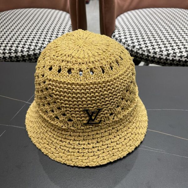 replica,repliche,fake,1:1,earrings,bracelet,ring,jewelry Il nuovo cappello da pescatore parasole in stile coreano di Louis Vuitton, cappello a bacinella con viso dolce lavorato a maglia cava