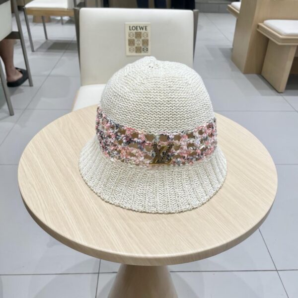 replica,repliche,fake,1:1,earrings,bracelet,ring,jewelry Cappello a secchiello con cappello lavorato a maglia vuoto estivo di fascia alta di Louis Vuitton