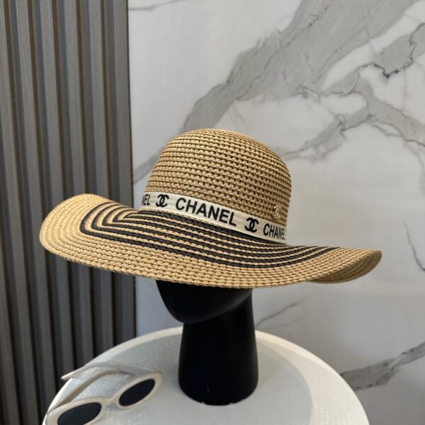 replica,repliche,fake,1:1,earrings,bracelet,ring,jewelry Cappello CHANEL a tesa larga, cappello di paglia grande da sole