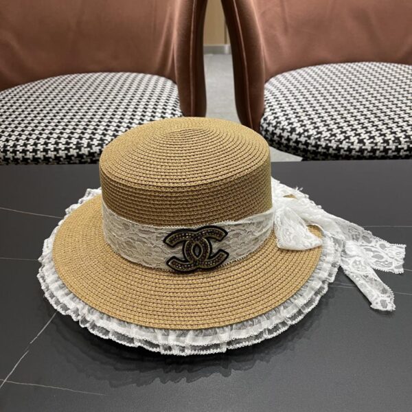 replica,repliche,fake,1:1,earrings,bracelet,ring,jewelry Nuovo cappello di paglia flat-top parasole di Chanel
