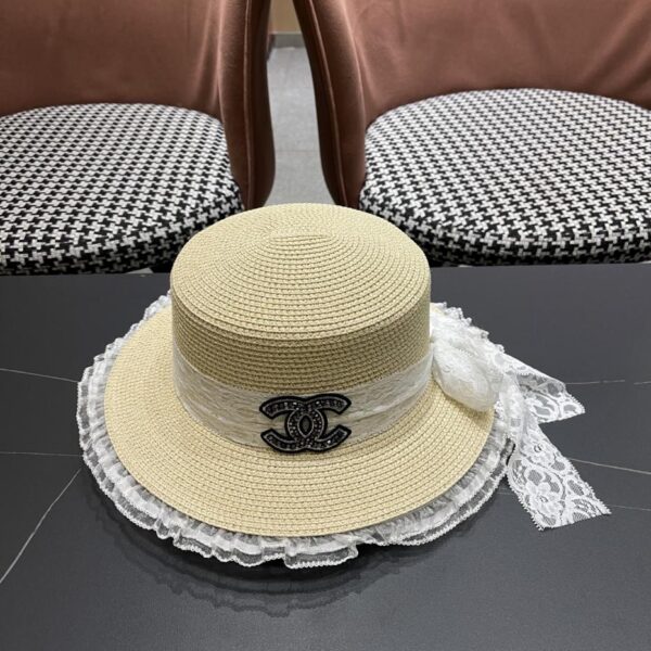replica,repliche,fake,1:1,earrings,bracelet,ring,jewelry Nuovo cappello di paglia flat-top parasole di Chanel