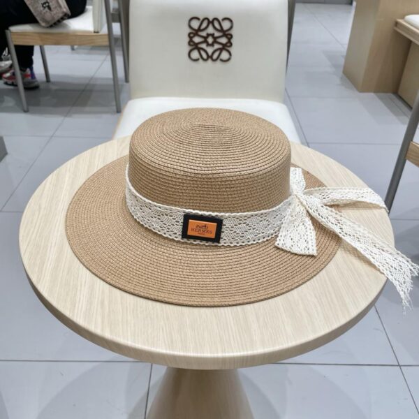 replica,repliche,fake,1:1,earrings,bracelet,ring,jewelry Cappello da sole piatto da spiaggia estivo da donna in paglia di pizzo Hermes