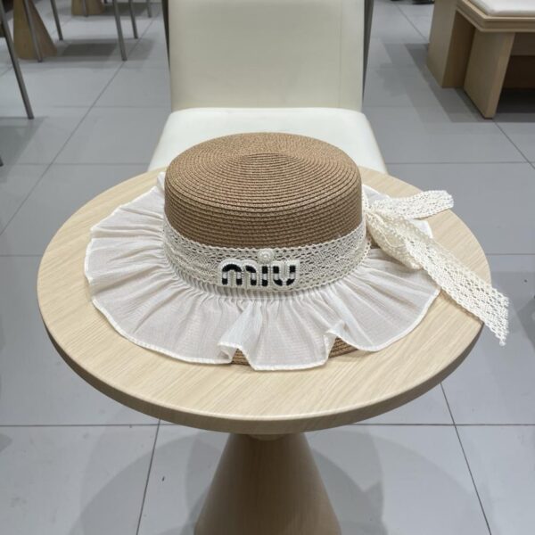 replica,repliche,fake,1:1,earrings,bracelet,ring,jewelry Cappello Di Paglia Miu Miu Cappello Di Paglia Con Fiocco In Pizzo