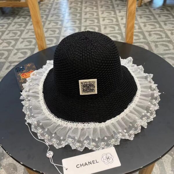 replica,repliche,fake,1:1,earrings,bracelet,ring,jewelry Cappello di paglia CHANEL in pizzo perlato
