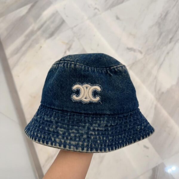 CELINE nuovo cappello da pescatore retrò blu denim