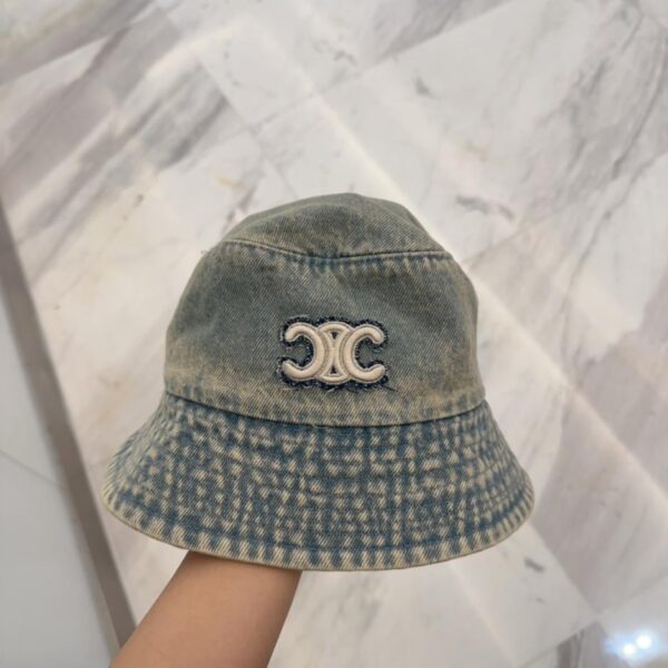 CELINE nuovo cappello da pescatore retrò blu denim