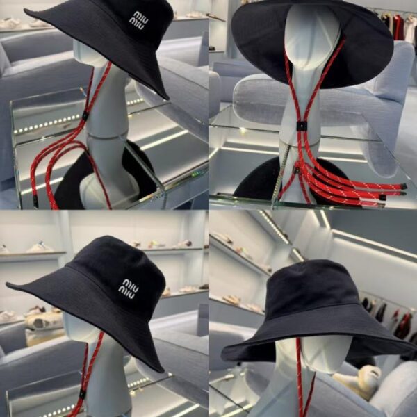 replica,repliche,fake,1:1,earrings,bracelet,ring,jewelry Cappello da pescatore a tesa larga ricamato di Miu Miu