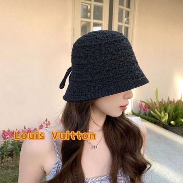 replica,repliche,fake,1:1,earrings,bracelet,ring,jewelry Cappello da sole da pescatore traspirante vuoto con fessura estiva con fiocco da donna coreano di Louis Vuitton