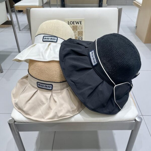 replica,repliche,fake,1:1,earrings,bracelet,ring,jewelry Cappello da pescatore con protezione UV con fiocco estivo Miu Miu