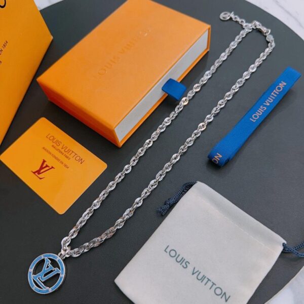 replica,repliche,fake,1:1,earrings,bracelet,ring,jewelry Collana Louis Vuitton RW originale, nuova, modello retrò da coppia, rock punk, stile tailandese in argento (W1ER5)