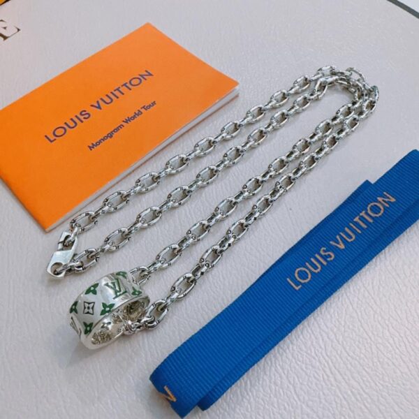 replica,repliche,fake,1:1,earrings,bracelet,ring,jewelry Collana Louis Vuitton RW originale, nuova, modello retrò da coppia, rock punk, stile tailandese in argento (V8Y6B)