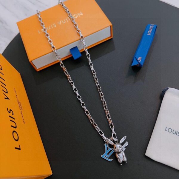 replica,repliche,fake,1:1,earrings,bracelet,ring,jewelry Collana Louis Vuitton RW originale, nuovo modello retrò da coppia, rock punk, stile tailandese in argento (O8Y8L)
