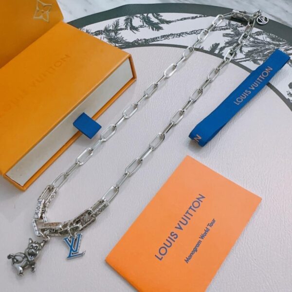 replica,repliche,fake,1:1,earrings,bracelet,ring,jewelry Collana Louis Vuitton RW originale, nuovo stile, modello retrò, coppia, rock punk, stile tailandese in argento (7BVX9)