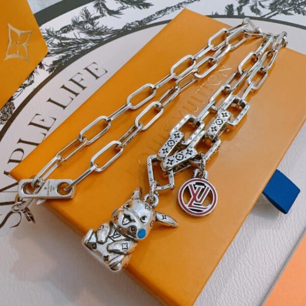 replica,repliche,fake,1:1,earrings,bracelet,ring,jewelry Collana Louis Vuitton RW originale, nuova, modello retrò da coppia, rock punk, stile tailandese in argento (A7N9I)