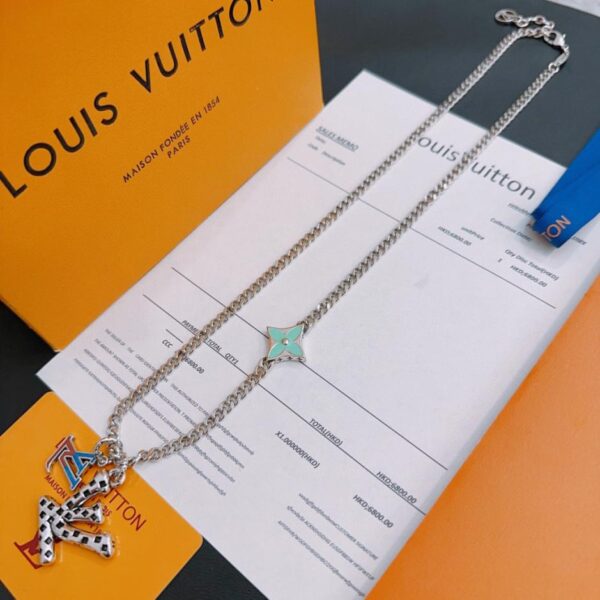 replica,repliche,fake,1:1,earrings,bracelet,ring,jewelry Collana Louis Vuitton RW originale, nuovo stile, modello retrò da coppia, rock punk, stile tailandese in argento (L3GBZ)
