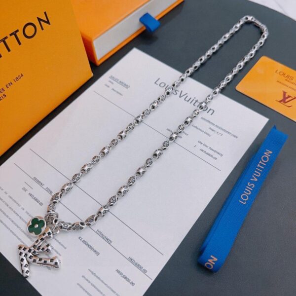 replica,repliche,fake,1:1,earrings,bracelet,ring,jewelry Collana Louis Vuitton RW originale, nuova, modello retrò da coppia, rock punk, stile tailandese in argento (YY7VW)