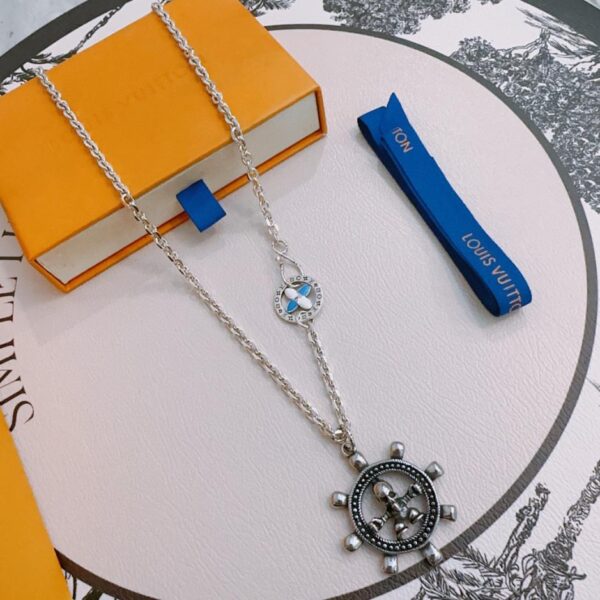 replica,repliche,fake,1:1,earrings,bracelet,ring,jewelry Collana Louis Vuitton RW originale, nuova, stile retrò, coppia, rock punk, catena in stile argento tailandese (5O3YA)