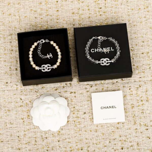 Collana con bracciale e perle Chanel con doppia C e diamanti, ultima bellissima serie con doppia C + perle Swarovski (YD427)