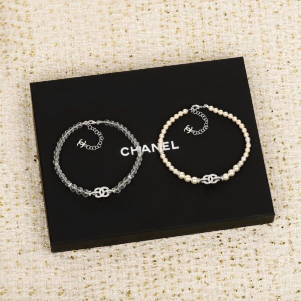 replica,repliche,fake,1:1,earrings,bracelet,ring,jewelry Collana con bracciale Chanel con doppia C e perle Swarovski e diamanti (IS9U8)