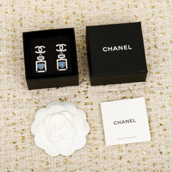 Orecchini Chanel Double C Blue Heart con flacone di profumo (AVGKZ)