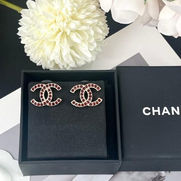 Orecchini Chanel con doppia C in ambra e strass (AT710)